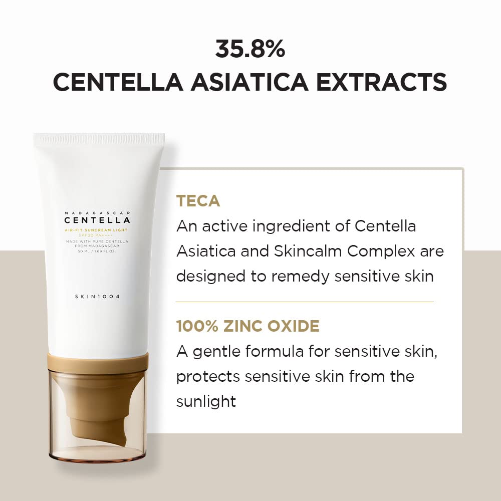 SKIN1004 Madagascar Centella Air-fit Suncream Light  SPF 30  PA++++ (50ml) (2 options)