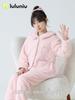 Lulu Niu Mädchen Flanell Pyjama - Herbst/Winter Gemütliche und Verdickte Korallenfleece Homewear für Kinder