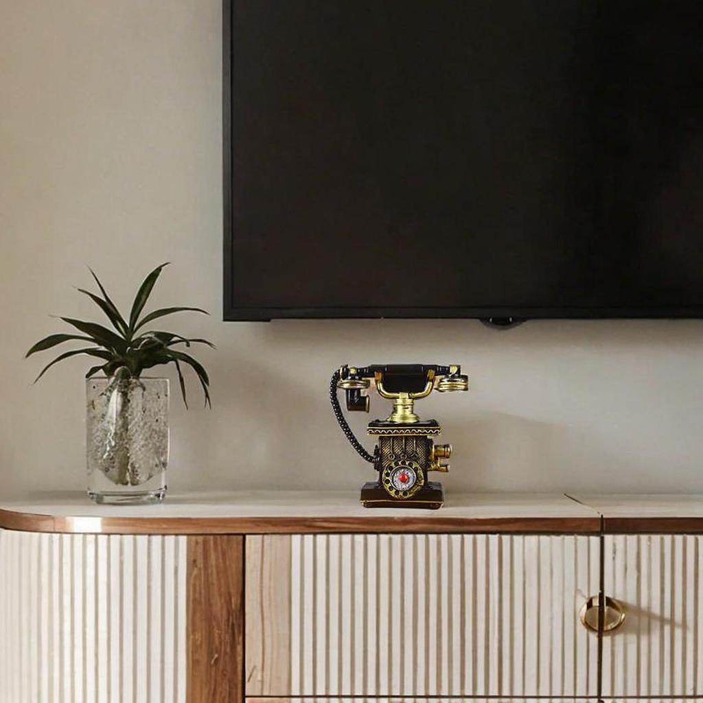 Modelo de Telefone Estatueta Antiga Criativa,Com Fio,Telefone de Mesa,Estátua Decoração de Parede Vintage Rotativo