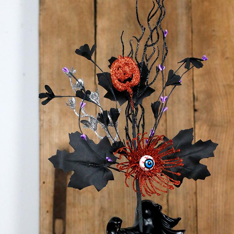 Halloween Decorations, Ins, Horror, Pumpkin, Maple Leaves, Eyeballs, Flower Branches, Home Party Ornaments, Party Decorations