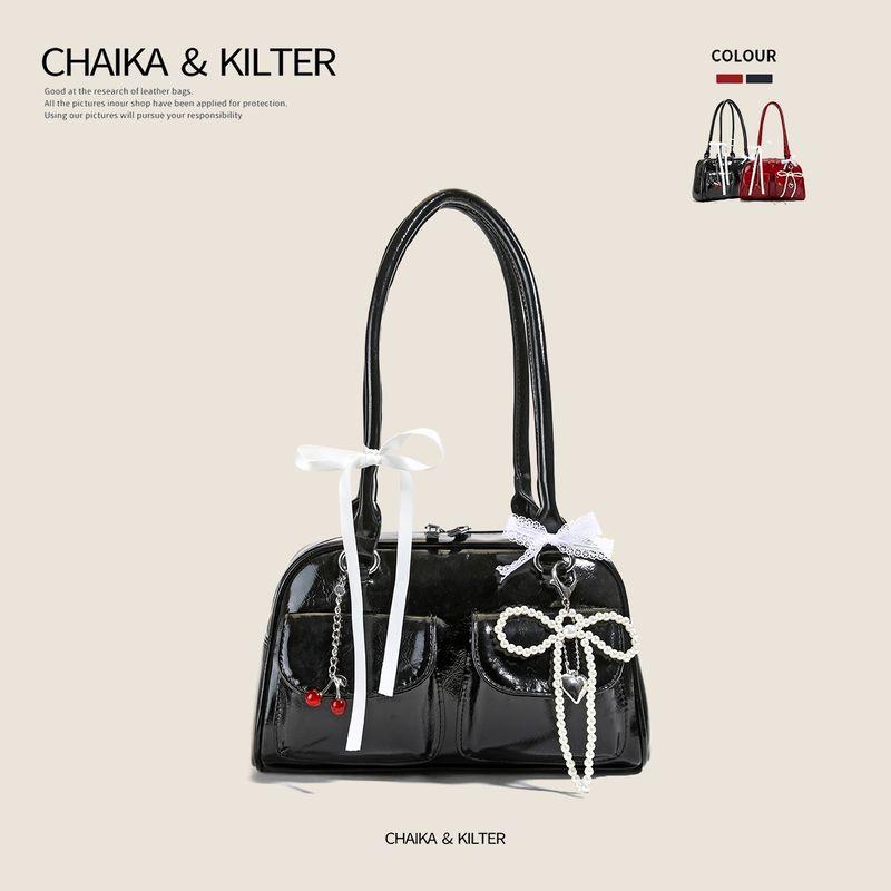 

Chaikakilter Advanced Sense Versitile Fashion Bowling Bag Women 2025 Summer New One Shoulder Underarm Bag Black
