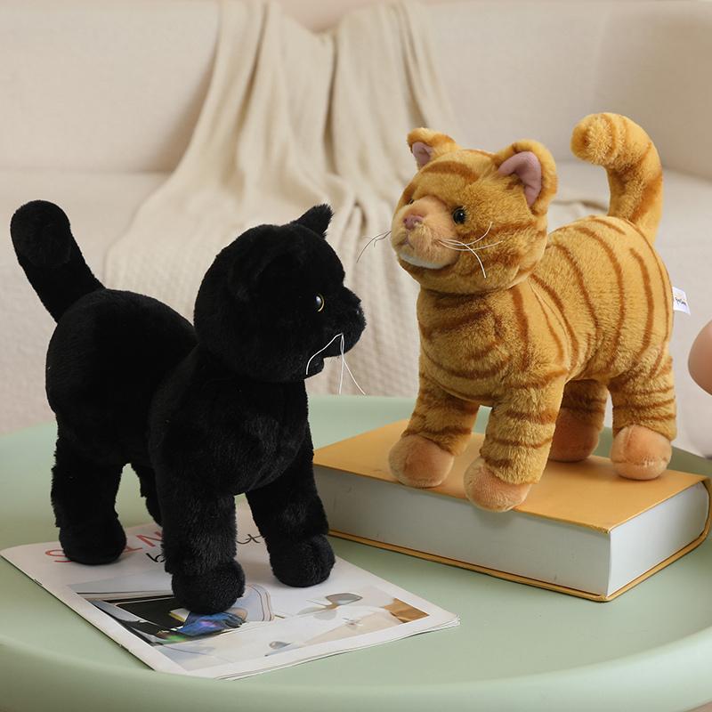 25CM Simulation Cat Doll Stuffed Animal Lifelike Pet Cat Toys Home Ornament Holiday Surprise Gift