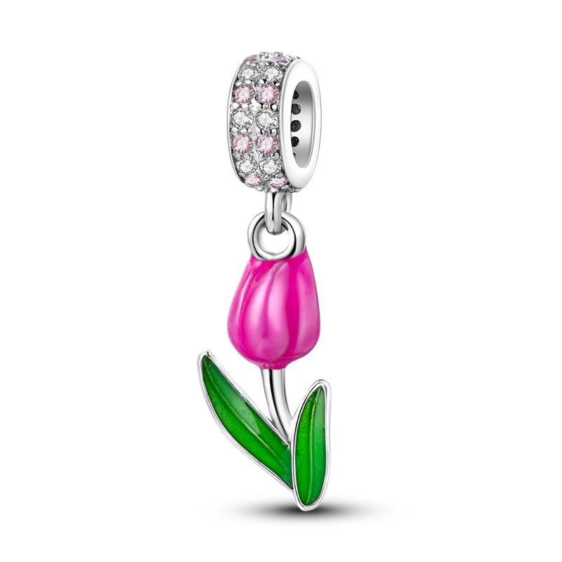 New Yellow Sunflowers Heart Rose Flower Charms 925 Sterling Silver Fits Original Bracelets Women Anniversary DIY Jewelry Charm