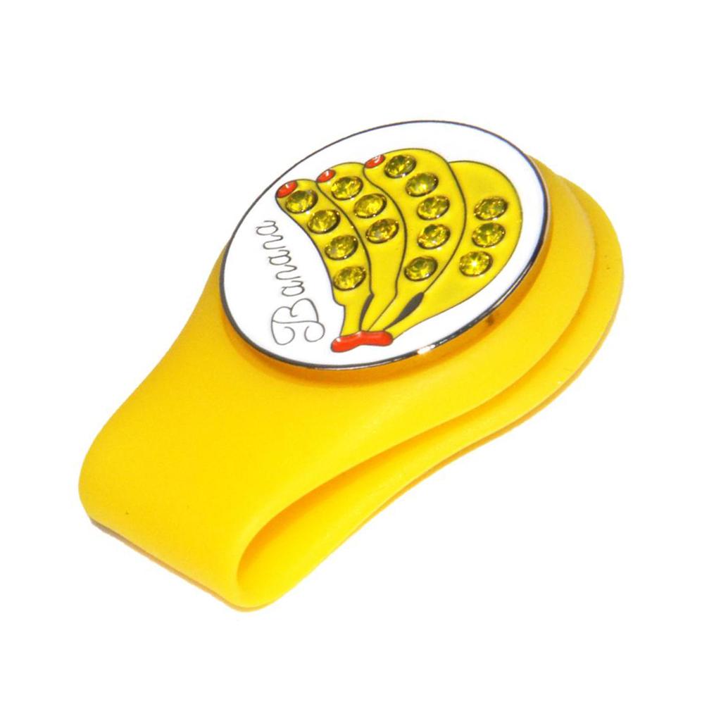 Magnetic golf hat clip with bling fruit golf ball marker, easy to attach to hats
