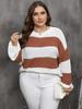 Top Women's Woven Sweater European and American Large Size Women's Clothing Style Contrast Color Striped Intercolor Pullover Sweater 200778