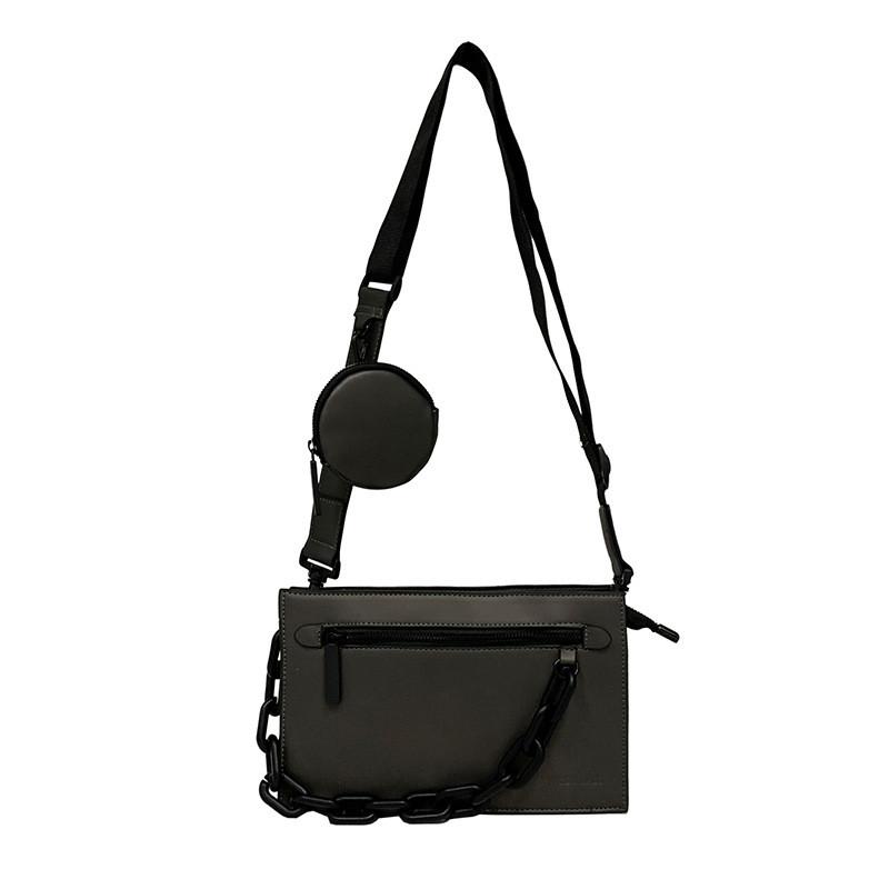 Men Casual Shoulder Bag With Nylon Material And Chain Design For Street Style Daily Use