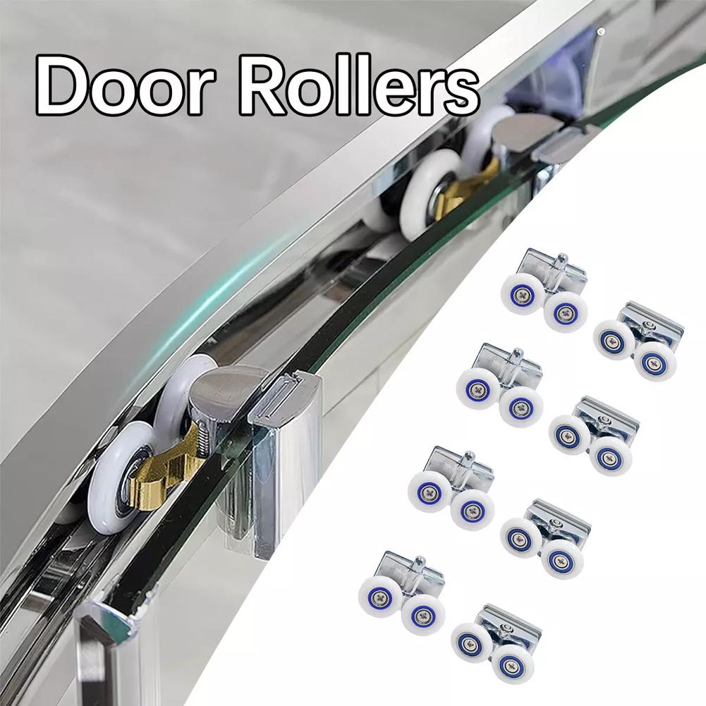 8PCS Shower Door Rollers Replacement Set for Smooth Sliding Action Top & Bottom Pulleys for Various Shower Designs
