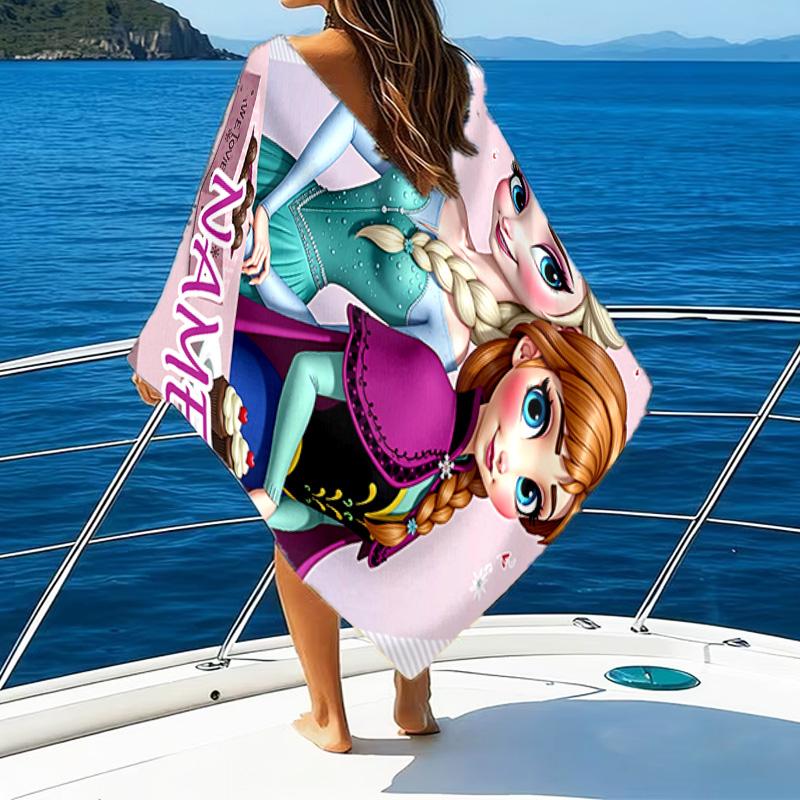 1pc Frozen12 Beach Towel with Custom Name, Beach/Swimming/Bath/Picnic/Camping Towel, Suitable for Seaside Beaches
