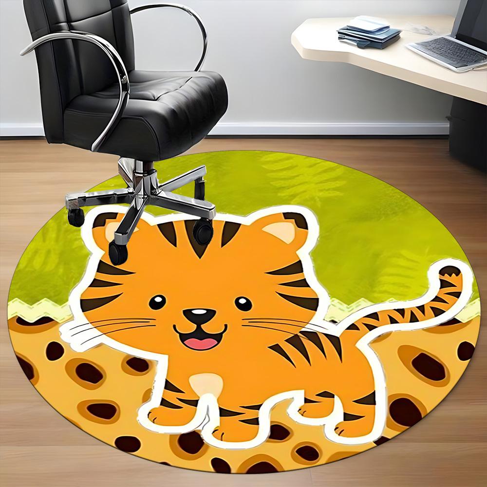 1pc Tiger Print Chair Carpet for Office, Soft Comfortable Mat For Office, Living Room, Bedroom, Machine Washable Carpet Yy251112005