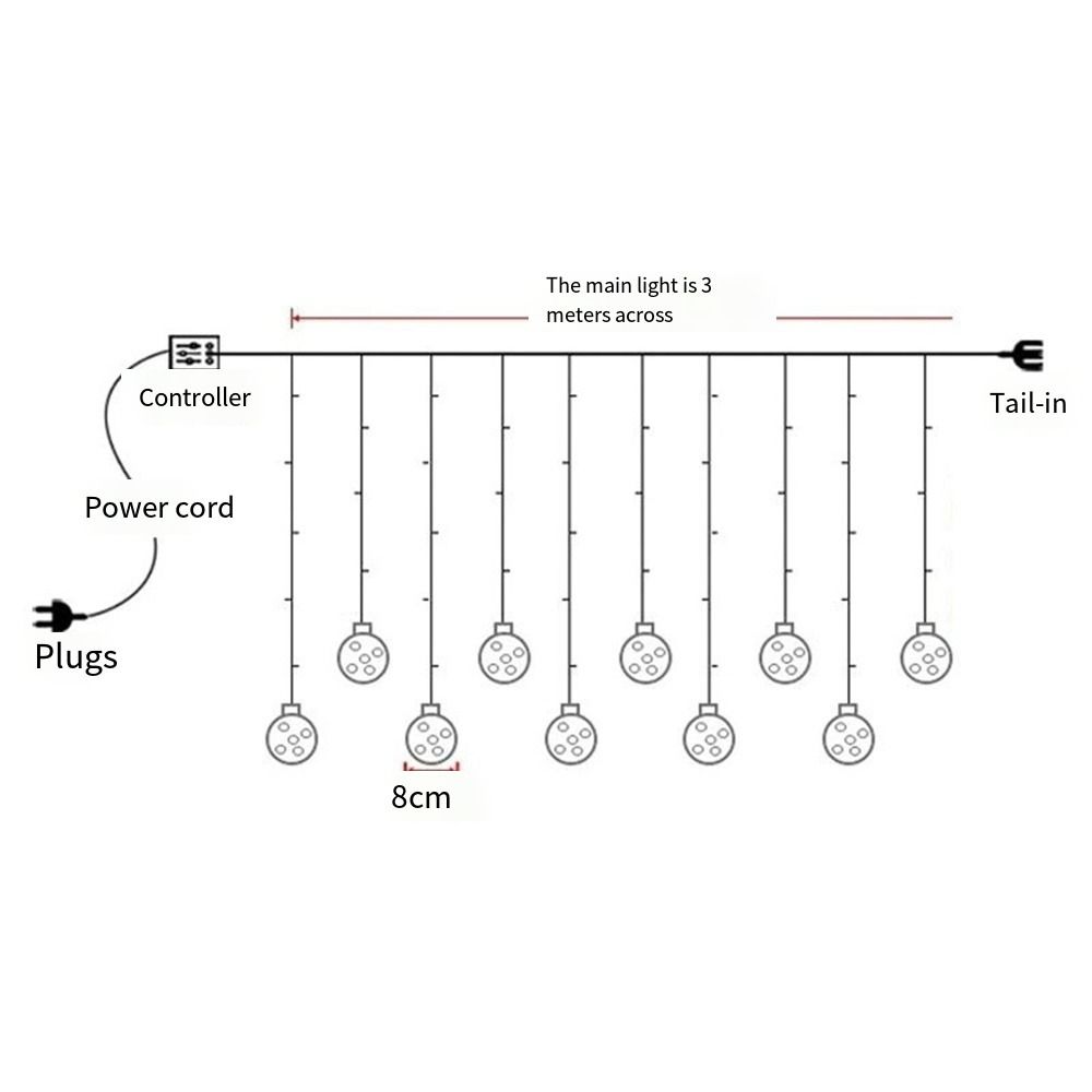 10pcs Romance Christmas Decorations Santa Claus Wishing Ball LED Curtain String Light  Home