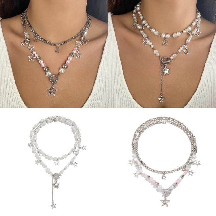 Stilvoller Sternanhänger Halskette Handgemachte Stern Perlen Halskette Niedliche Kette Halskette