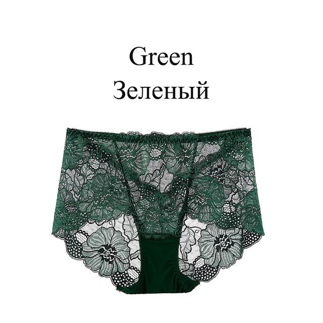 

15 цветов, сексуальные кружевные трусики со средней талией, женское нижнее белье, бесшовное нижнее белье с подтяжкой бедер, сетчатые трусы, трусы больших размеров, нижнее белье L зелёный