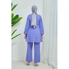 Women's Double Breasted Collar Belted Hijab Crepe Suit