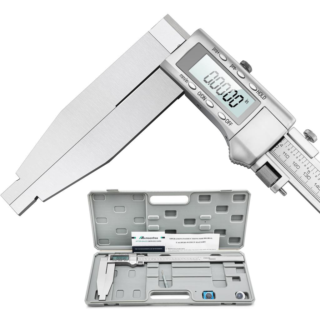 Mxmoonfree 300mm Digital Vernier Caliper with 150mm Long Jaw High Accuracy LCD Measures Outer Inner and Stainless Switchable Between Millimeters and