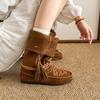 New Retro Inner Heightening Tassel Woven Strap Boxing Boots Slim Push Boots