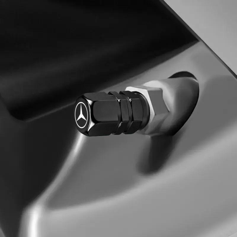 WAK3 4PCS Car Metal Wheel Tires Valve Caps Badge XKLJQMX-BENC for Mercedes Benz W203 W204 W168 GLC GLE CLA Interior Mouldings