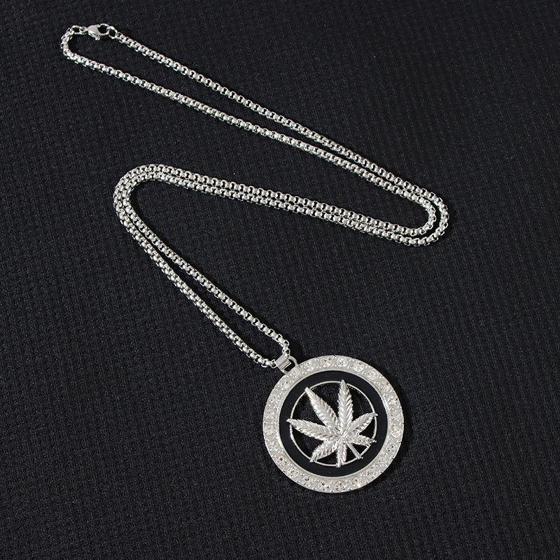 Maple Leaf Round Sweater Chain Stainless Steel Necklace Suitable For Both Men And Women
