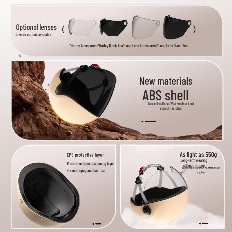 GB 3C Certified Unisex Electric Vehicle Helmet - Summer & All-Season Motorcycle Safety Half Helmet