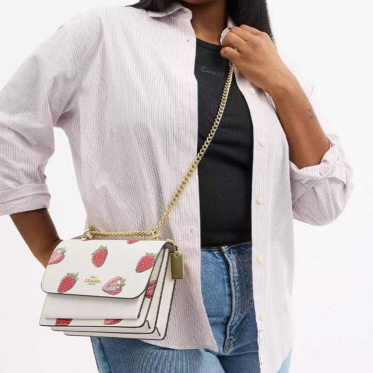 COACH Klare Coated Canvas With Leather Shoulder Bag Small Women's Gold & Chalk Multicolor CAL65-IMCAH