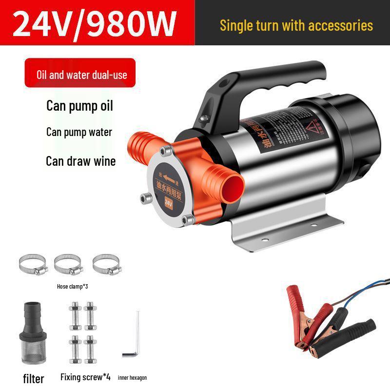 Universal 12V/24V Electric Diesel Oil Transfer Pump - Small, Large Flow, Self-Priming Oil Extractor