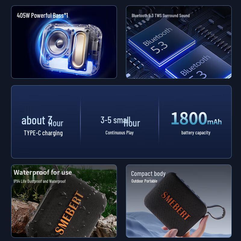 SMEBERT M4 Portable Bluetooth Speaker