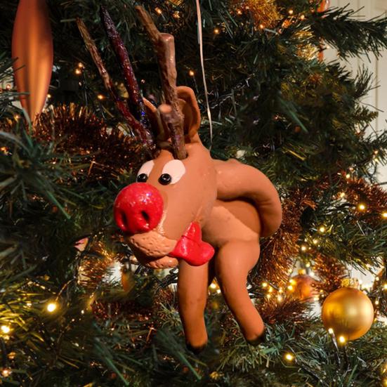 Yousheng Christmas Pendant Shit Reindeer Decoration Christmas Theme Pattern Design Resin Pendant Home Party Holiday Decor DIY Gift