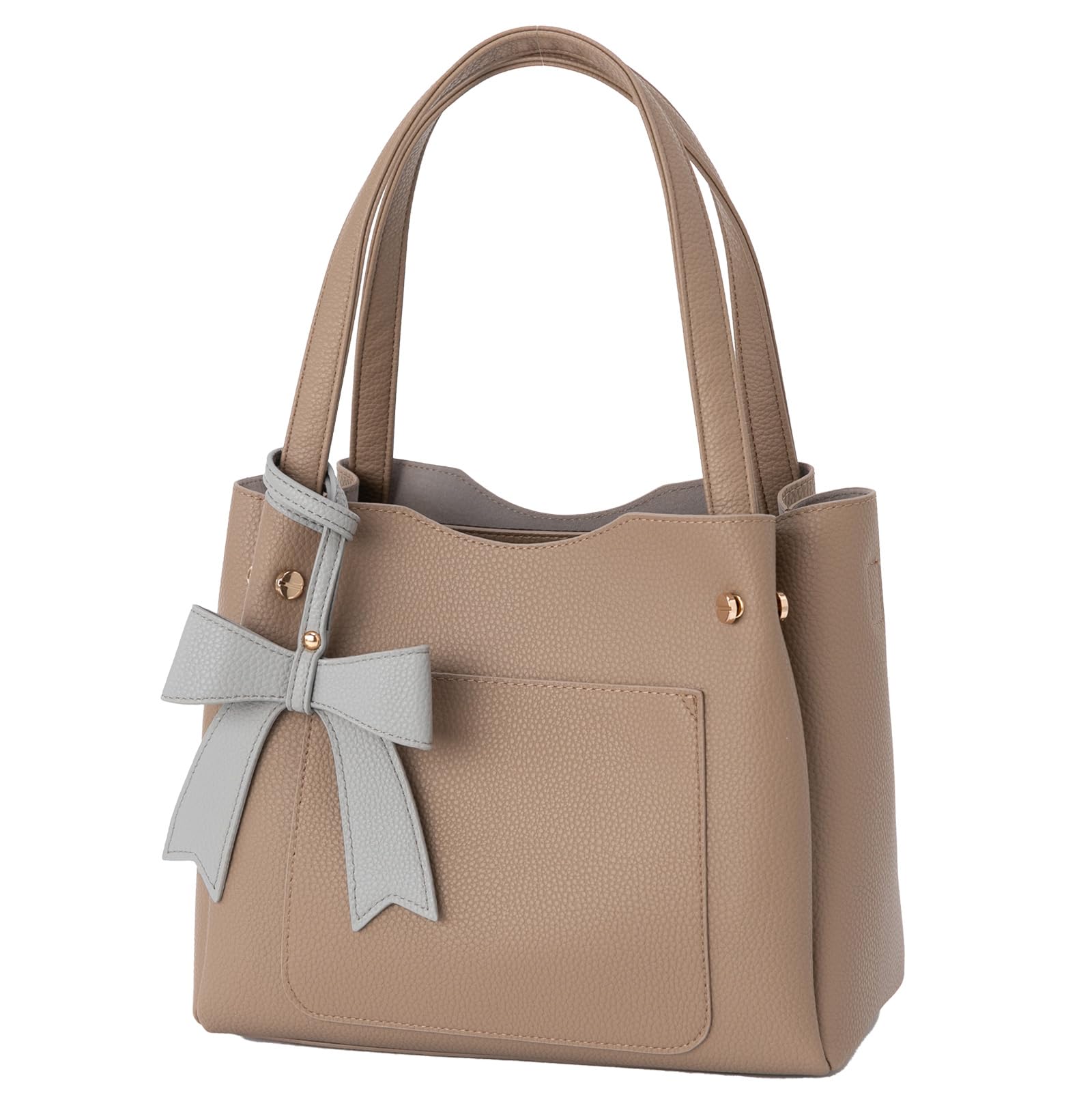 

Vino Handbag Ribbon 2way Shoulder Bag for Women Lightweight Large Capacity Gift Birthday 3102 Taupe [VIVID HORN] [La Creviar]