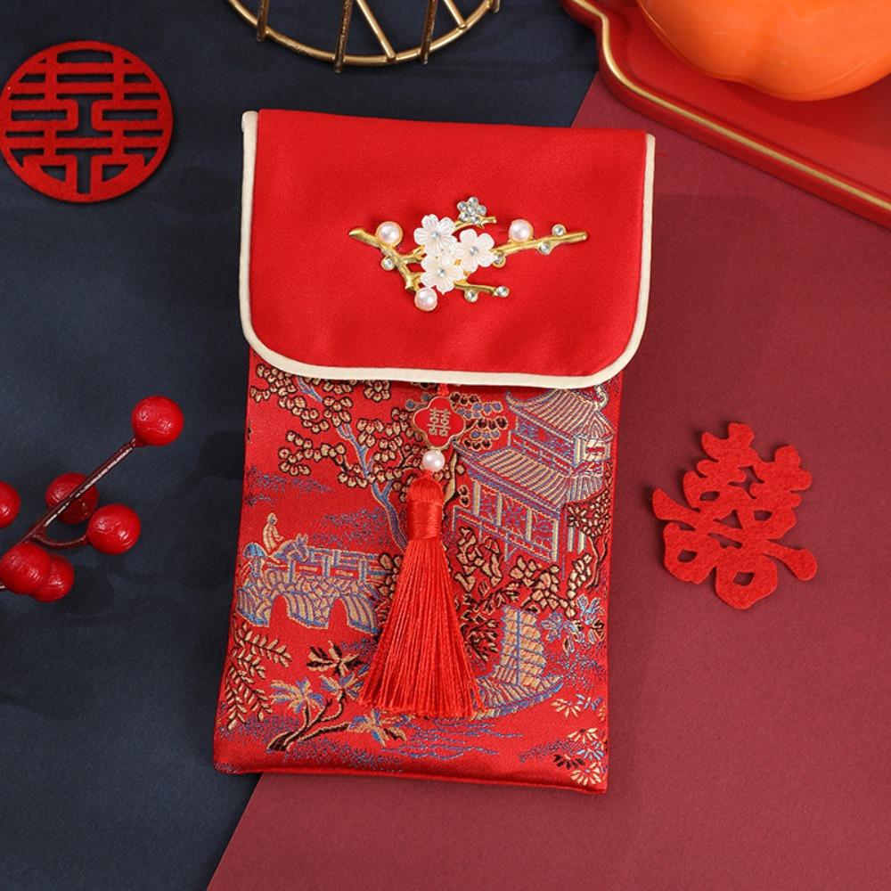 

Сумка-конверт через плече, червоний конверт з тканини, креативний весільний червоний пакет, подарунок на заручини Style 8