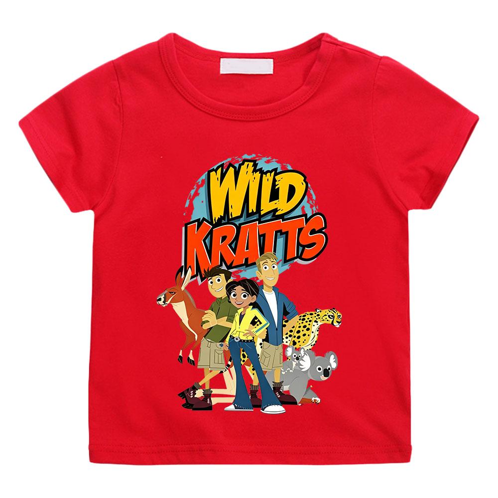 Wild Kratts T-shirt Bambino 100% Cotone Stampa Cartoni Animati T-shirt 2-12A Carine Ragazze Freschi Ragazzi Manica Corta Bambini Girocollo Top Estate