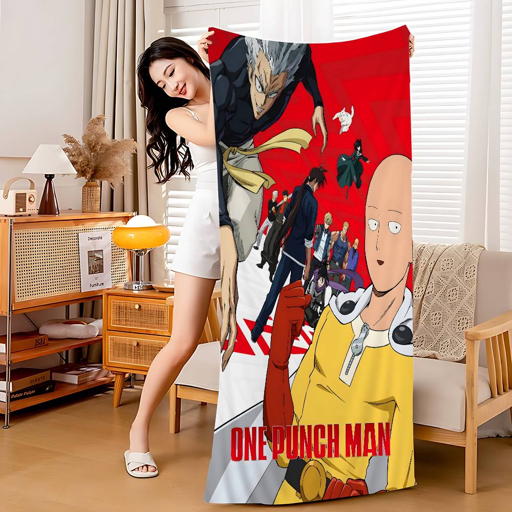 O-One-Punch Man S-Saitama Anime Beach Swimming Towel Soft Absorbent Washcloth Children's Gifts for Kids Travel Camping Gym