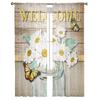 Wood Grain Daisy Butterfly Curtain For Living Room Transparent Tulle Curtains Window Sheer For The Bedroom Accessories Decor