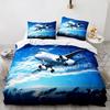 Airplane King Queen Full Duvet Cover Vintage Fighter Bedding Set for Kids Teens Adults Sky Clouds Grey 2/3pcs Soft Quilt Cover
