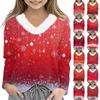 Christmas Day Girls Long Sleeve T Shirts Kids Girls' V-Neck Tee Christmas Print Long Sleeve Top