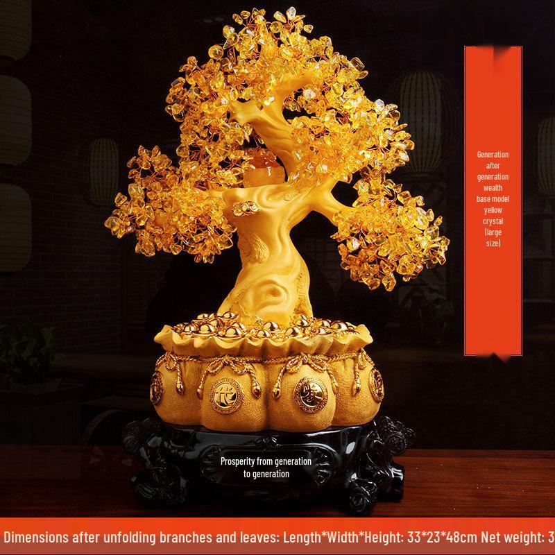Citrine Money Tree Ornament for Living Room and Wine Cabinet Decoration – Wealth-Attracting Gift