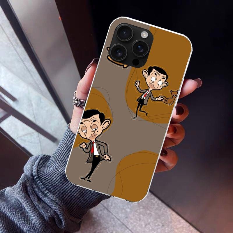 Kreslený kryt na telefon Mr. Bean pro iPhone 17 Air 16 15 Pro Max 14 Plus 13 Mini 12 11 Kryt 7 8 SE Silikonový obal Potisk Fundas 17 Air