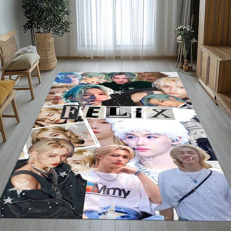 Felix Kpop Stray Kids Star Living Room Non-Slip Area Rug Soft Carpet for Bedroom Kids Playroom Sofa,Home Decor Doormat Gift