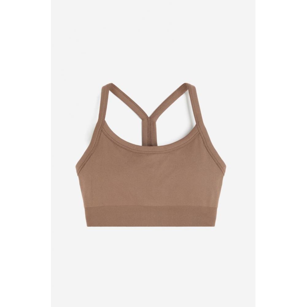 

Бесшовный спортивный бюстгальтер средней поддержки HM DryMove, коричневый