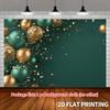 2D Plane 1 Green and Gold Balloon Festival Celebration Backdrop Cloth