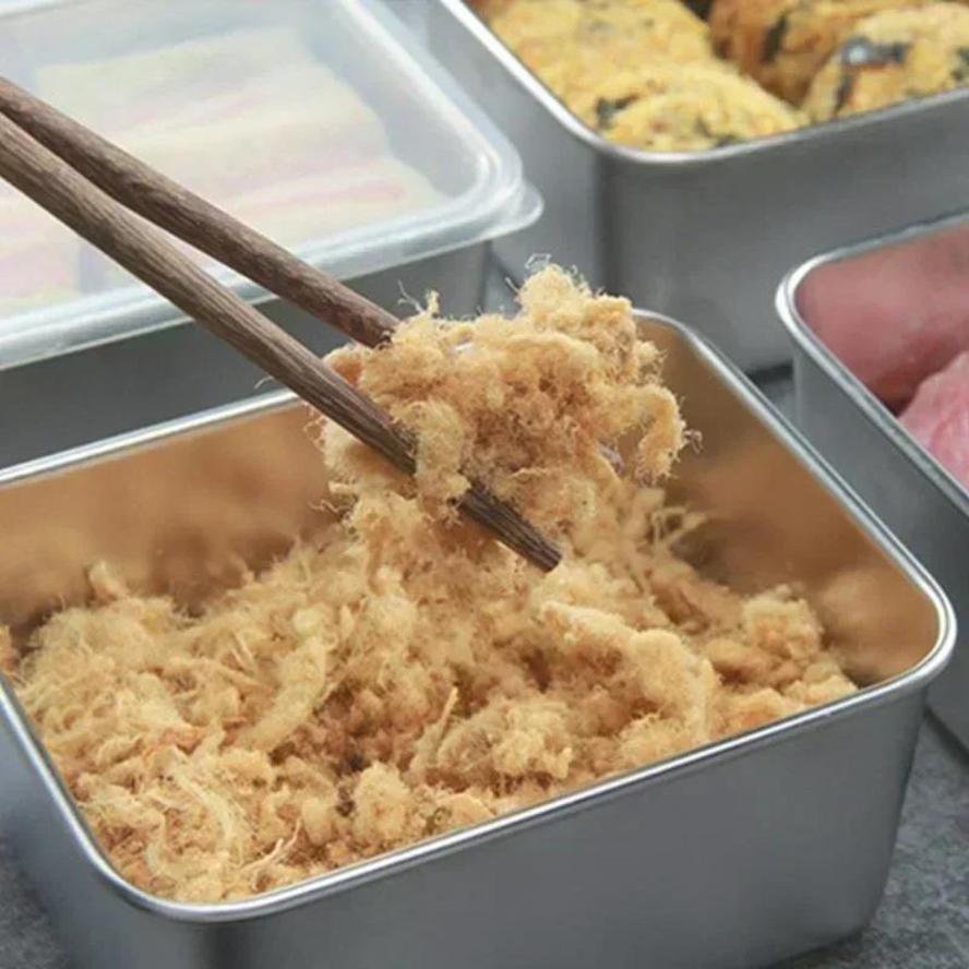 1 Pcs Food Grade Stainless Steel Refrigerator Storage Box Crisper Container Ingredients Box Food Freezing Sealed Fresh Boxes