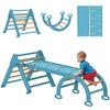 7 In 1 Wooden Foldable Montessori Climbing Triangle with Arch and Ramp for Children 18-48 Months 188x70 Cm Blue