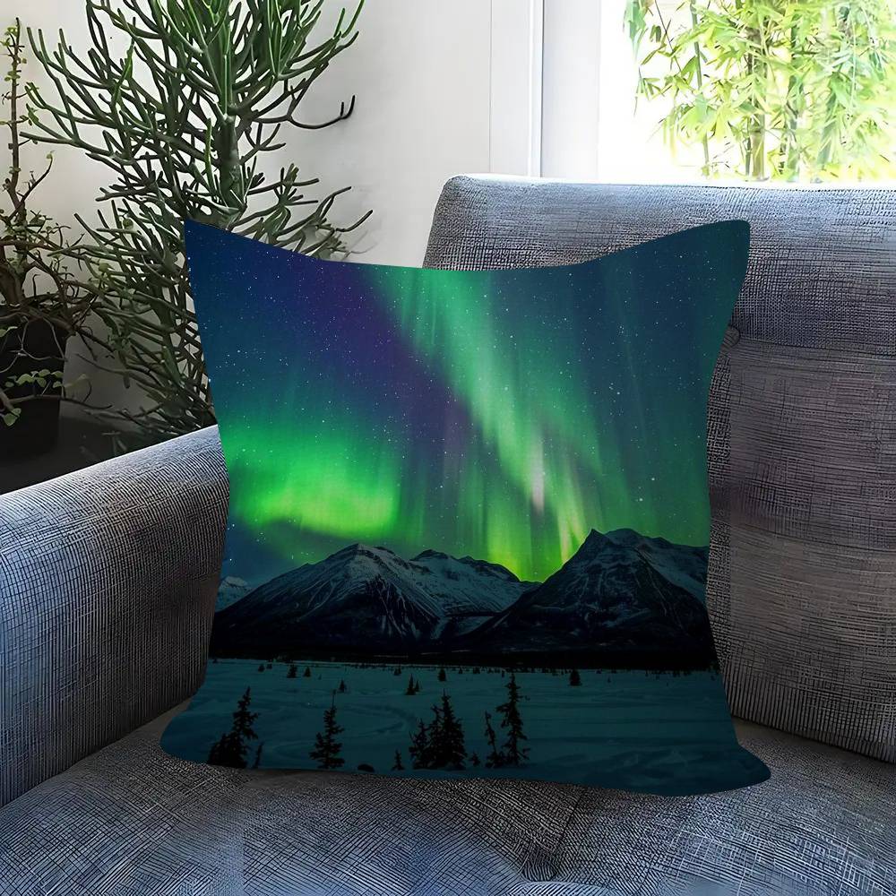 Nature Aurora Beauty Personalized Picture Text Home Decorative Pillows Household Gifts 45X45Cm