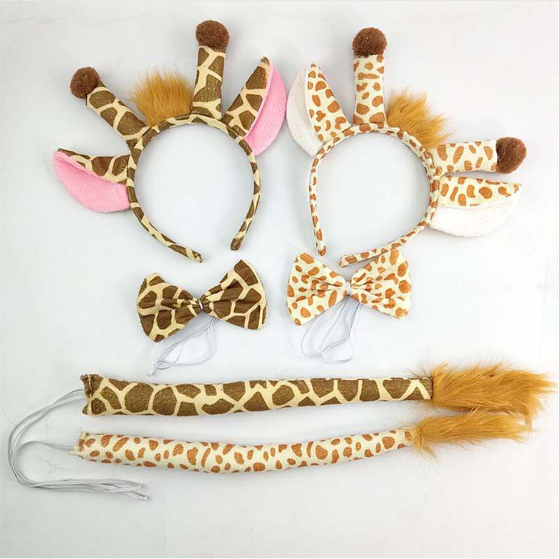 Festival Party Hairy Giraffe Hair Hoop Tail Tie Set Headband Halloween Christmas Costume Cosplay Headwear