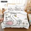 3D Printed Animals Swan Bedding Set Down Quilt Cover With Pillowcase Double SIngle King