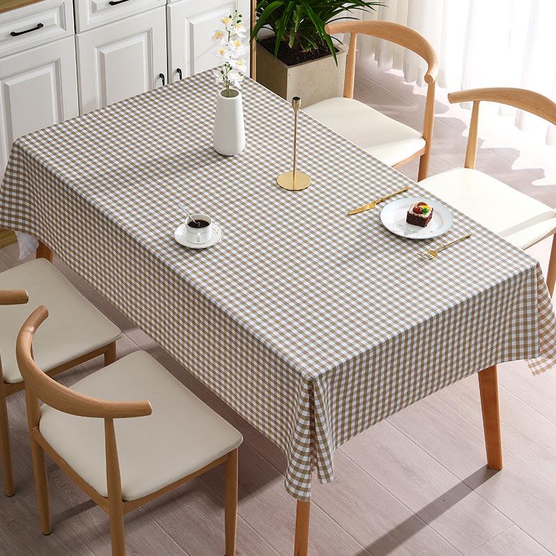 Pvc Checkered Table Cloth Waterproof Oil Resistant Heat-Resistant No-Rinse Tablecloth Ins Tea Table Cloth Small Fresh Tablecloth