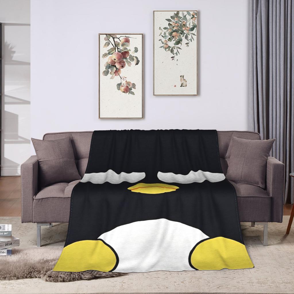 Kawaii Black Penguin Blanket Bad Badtz Maru Super Warm Pattern Plush Throw Blanket For Couch Bed Flannel Bedspread Bed Cover