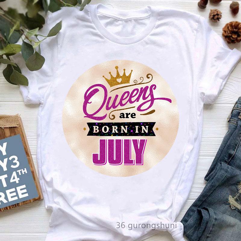 Queens Are Born In May/June Graphic Print T-Shirt Girls/Women Golden Crown Tshirt Femme Summer Fashion Tops Tee Shirt Female