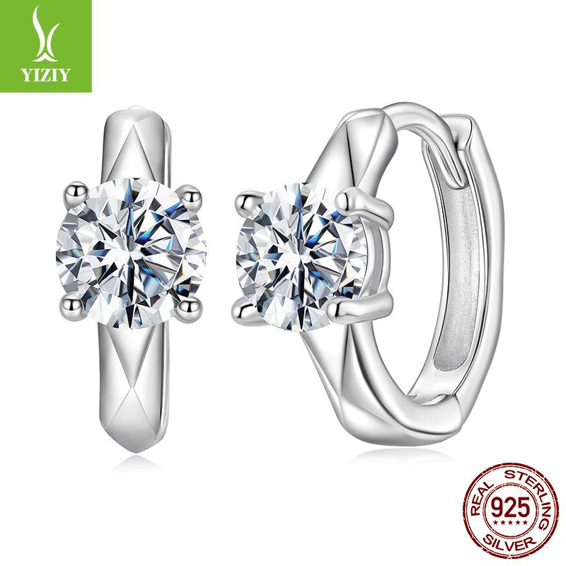 D Color 50 Points Shining Moissanite Ear Buckle Light Luxury Premium S925 Sterling Silver Earrings With Certificate