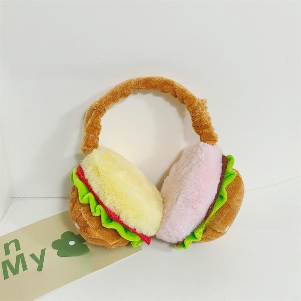 Plush Hamburger Ear Warmer Thickened Cold Protection Earmuffs Warm Plush Funny Ear Cover  Student