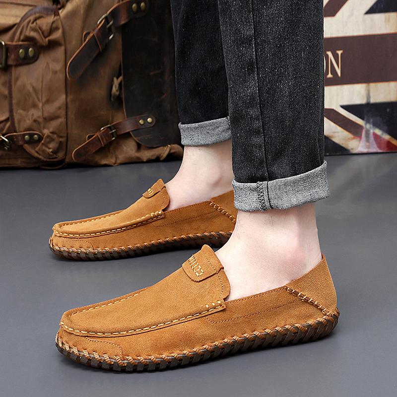Fashion Men Business Soft Soled Loafers Leather Stitching Comfortable Anti Slip Flat Bottom Casual Shoes Large Size 47 Zapatillas Hombre