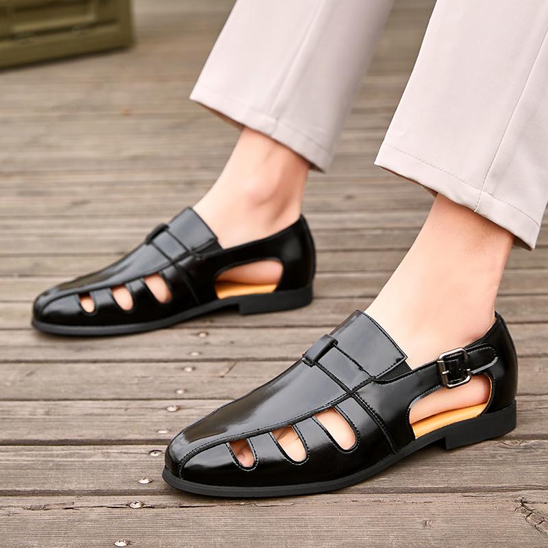 Fashion Hot Selling Men's Sandals Europe America Breathable Summer Leather Shoes High-end Brown Men's Business Work Shoes Soft Soles